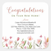 おめでとうパーソナライズされた不動産仲介業者フローラ スクエアシール (正面)