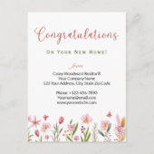 おめでとうパーソナライズされた不動産仲介業者フローラ ポストカード (正面)