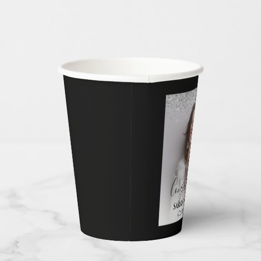 おめでとうパーソナライズされた写真 紙コップ (右)