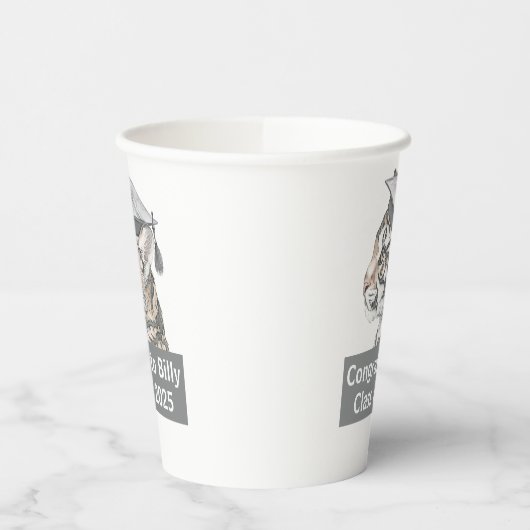 おめでとうパーソナライズされた卒業 紙コップ (左)