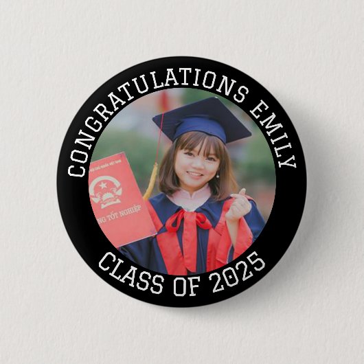 おめでとうパーソナライズされた名年齢クラス 缶バッジ (正面)