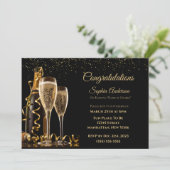 おめでとうパーティーブラックと金ゴールド- 招待状 (スタンド正面)