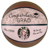 おめでとうピンクオーナメント卒業写真 バスケットボール (正面)