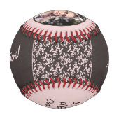 おめでとうピンクオーナメント卒業写真 野球ボール (正面)