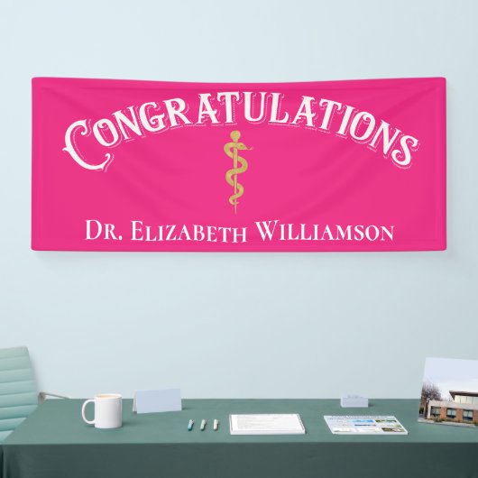 おめでとうピンクナースドクターメディカルバナー 横断幕 (トレードショー)