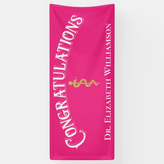 おめでとうピンクナースドクターメディカルバナー 横断幕 (縦)