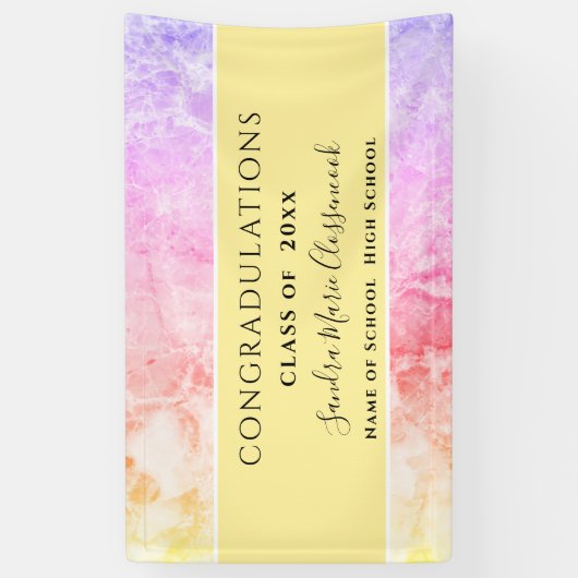 おめでとうピンクパープルイエローアメジストクリスタルグラード 横断幕 (縦)