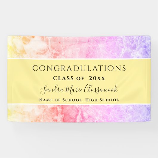 おめでとうピンクパープルイエローアメジストクリスタルグラード 横断幕 (横)