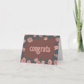 おめでとうピンクローゼフレームカスタムフローラ カード (正面)