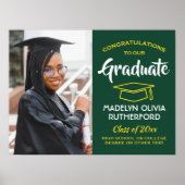 おめでとうフォトグリーン金ゴールドイエローホワイト卒業 ポスター (正面)