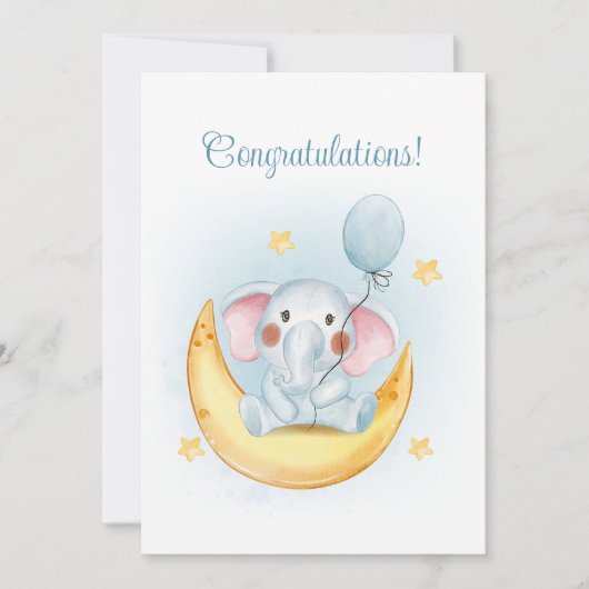 おめでとうブルーウォーター色ベビーカード シーズンカード (正面)