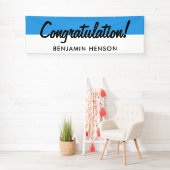 おめでとうブルータイポグラフィ名パーティー 横断幕 (インサイチュ)