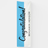 おめでとうブルータイポグラフィ名パーティー 横断幕 (縦)