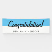 おめでとうブルータイポグラフィ名パーティー 横断幕 (横)