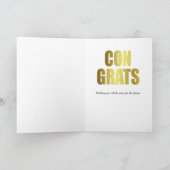 おめでとうブルー金ゴールドタイポグラフィ カード (内部)