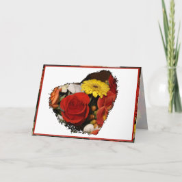 おめでとうブーケグランジフラワーハート カード