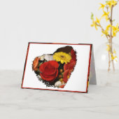 おめでとうブーケグランジフラワーハート カード (黄色い花)