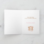 おめでとうベイビーガール オーダーメイド名前 ピンククマ カード (内部)