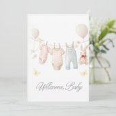 おめでとうベイビー招待状 ソフトパステル ベイビー 招待状 (スタンド正面)