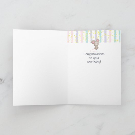 おめでとうベビーおもしろいかわいいマウスカスタム動物 カード (内部)
