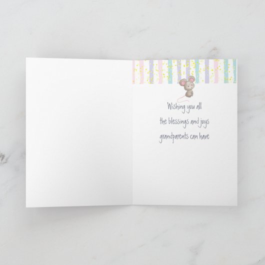 おめでとうベビーおもしろいかわいいマウス動物孫 カード (内部)