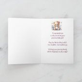 おめでとうベビーガールおもしろいテディベア カード (内部)