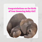 おめでとうベビーガール誕生カード 招待状 (正面/裏面)