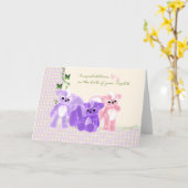 おめでとうベビートリプレットカード、新生児 カード (黄色い花)