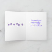 おめでとうベビー名パーソナライズされたグリーン乳母車 カード (内部)