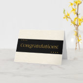 おめでとうベージュとブラック カード (黄色い花)