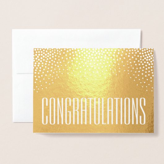 おめでとうミニマルエレガントタイポグラフィ 箔カード (封筒付き正面)
