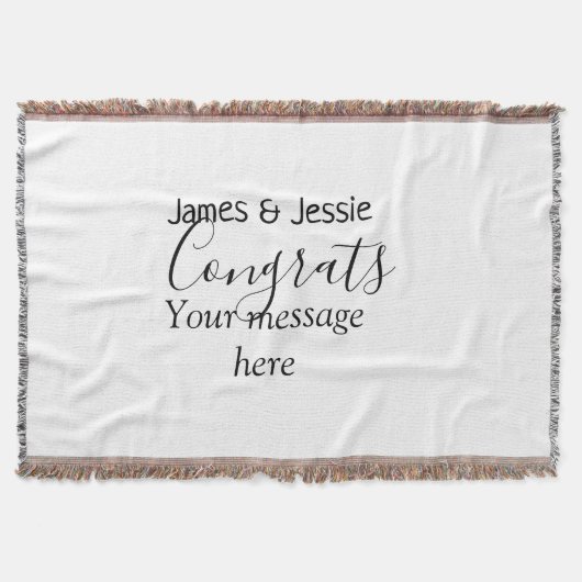 おめでとうメッセージを追加（名前）結婚お祝い新婚カップル スローブランケット (正面)