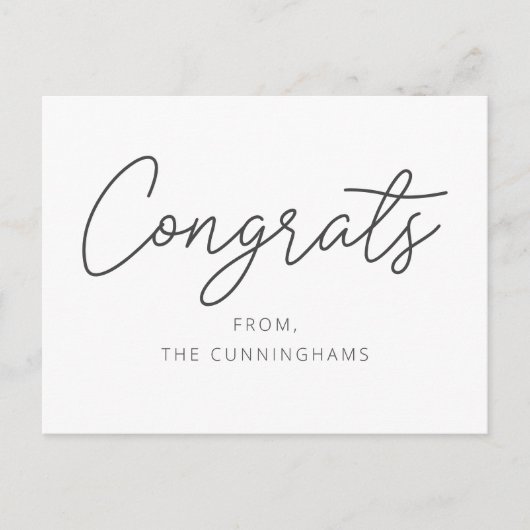 おめでとうモダンエレガントシンプルシックファミリー名 ポストカード (正面)