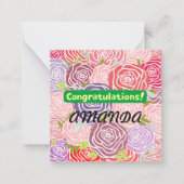 おめでとうモダンカラフル花柄 ノートカード (正面)