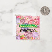 おめでとうモダンカラフル花柄 ノートカード (正面/裏面インサイチュ)