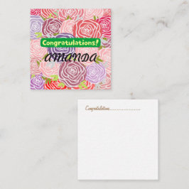 おめでとうモダンカラフル花柄 ノートカード