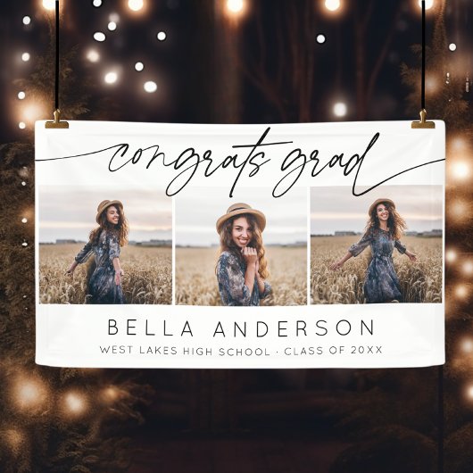 おめでとうモダングラッドスクリプト3フォトコラージュ 横断幕