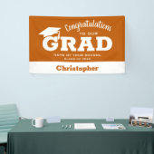 おめでとうモダングラッドホワイト焼きオレンジ 横断幕 (トレードショー)