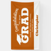 おめでとうモダングラッドホワイト焼きオレンジ 横断幕 (縦)