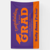 おめでとうモダングラードオレンジon紫 横断幕 (縦)