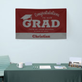 おめでとうモダングラードダークマルーン&グレー 横断幕 (トレードショー)