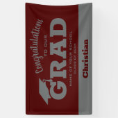 おめでとうモダングラードダークマルーン&グレー 横断幕 (縦)