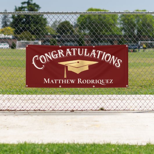 おめでとうモダンシンプル赤の卒業 横断幕 (インサイチュ)