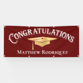 おめでとうモダンシンプル赤の卒業 横断幕 (横)