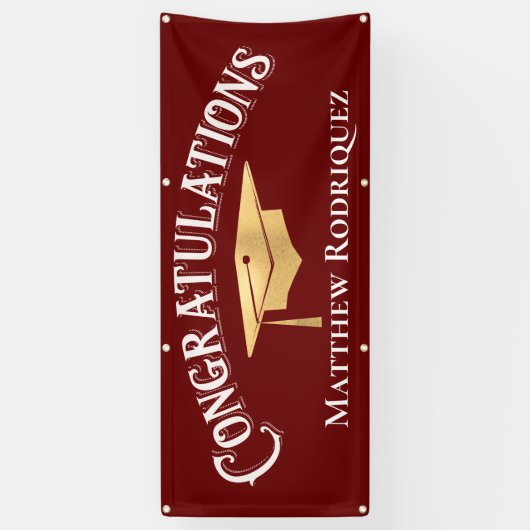 おめでとうモダンシンプル赤の卒業 横断幕 (縦)