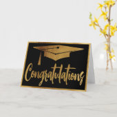 おめでとうモダンタイポグラフィ卒業生 カード (黄色い花)