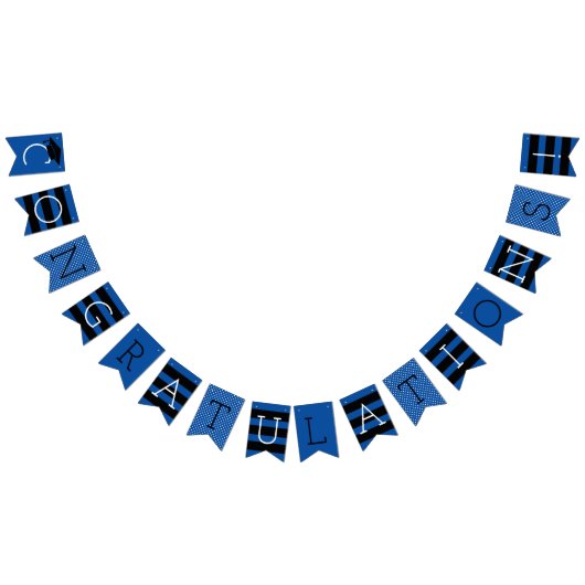 おめでとうモダンブルー王室の卒業式パーティー バンティングフラッグ (全)