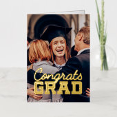 おめでとうモダン卒業シンプル写真 箔グリーティングカード (正面)