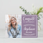 おめでとうモダン卒業薄紫 案内状 (スタンド正面)