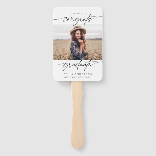 おめでとうモダン大学院卒業スクリプト写真 ハンドファン (裏面)